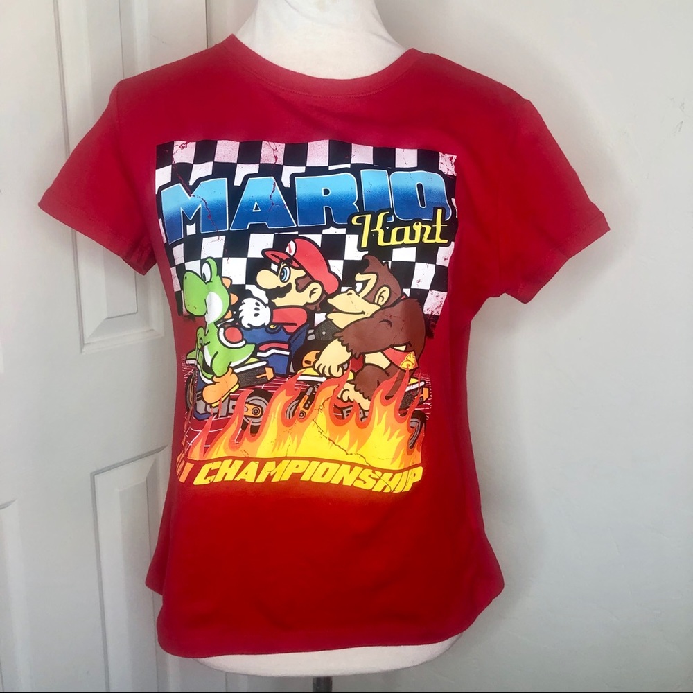 🌵Mario Cart  “Championship” Red Tee Boys Large